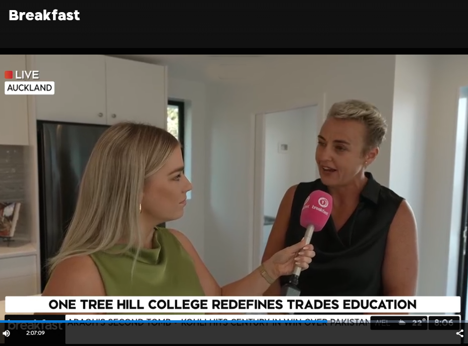 TVNZ breakfast Thundergrid EV charger One Tree hill college trade academy house renovation