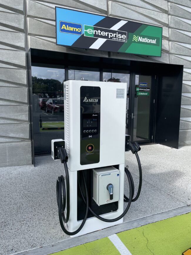 Auckland Airport transport hub DC EV charging Thundergrid